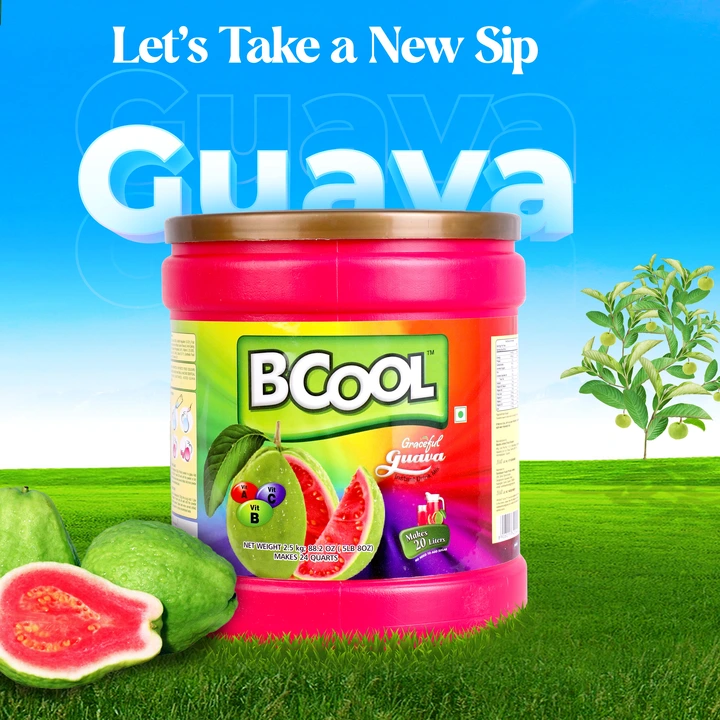 BCOOL Guava Instant Drink Mix, Energy Drink Mix 2.5kg(Make150 glasses).Make Juice, Lassi uploaded by Solidblack Foods Pvt Ltd on 9/5/2023