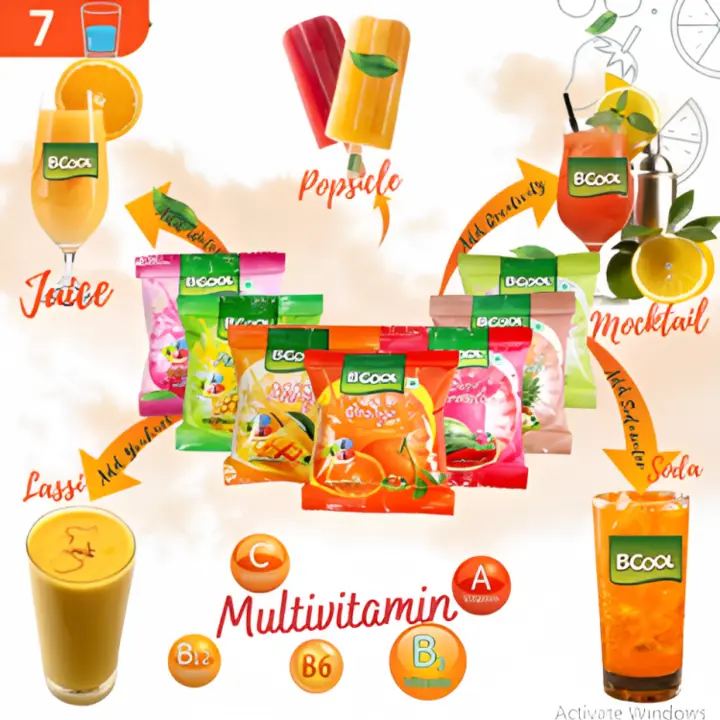 BCOOL Orange Instant Drink Mix 125gm(Make7 glasses).Make Juice, Lassi,Popsicle[Pack of 10] uploaded by Solidblack Foods Pvt Ltd on 9/5/2023