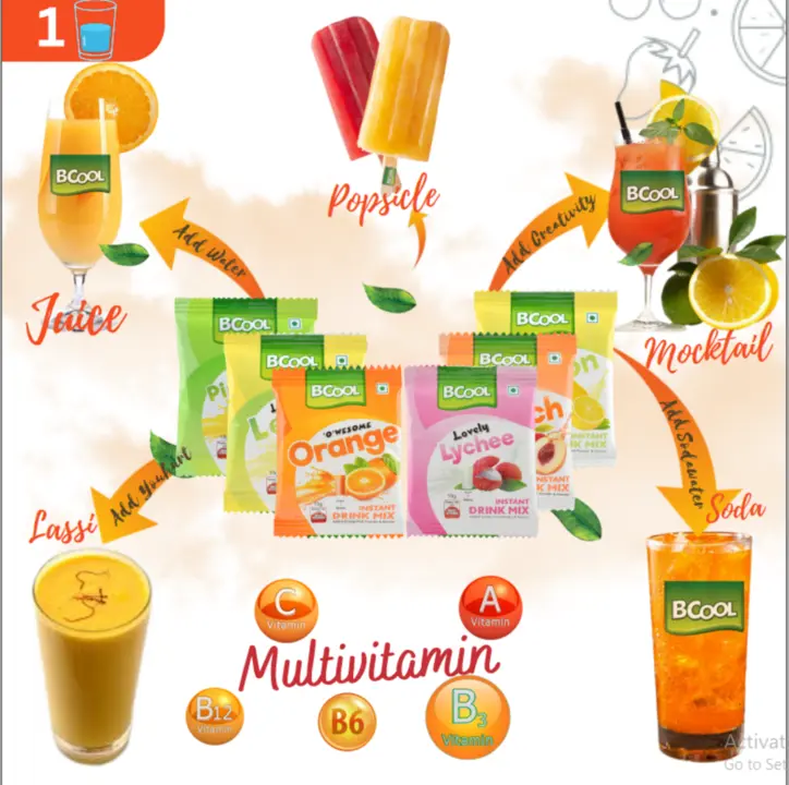 BCOOL Peach Instant Drink Mix 19gm(Make 1 glass).Make Juice, Lassi,Popsicle.[Pack of 50] uploaded by Solidblack Foods Pvt Ltd on 9/5/2023