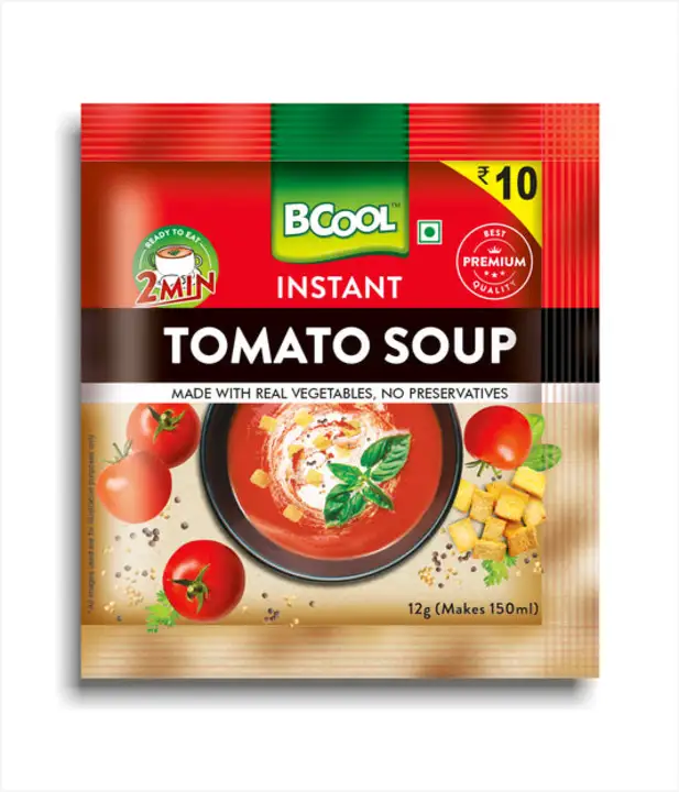 BCOOL Tomato Soup Mix Sachet 12gm[Pack of 50] uploaded by Solidblack Foods Pvt Ltd on 9/5/2023