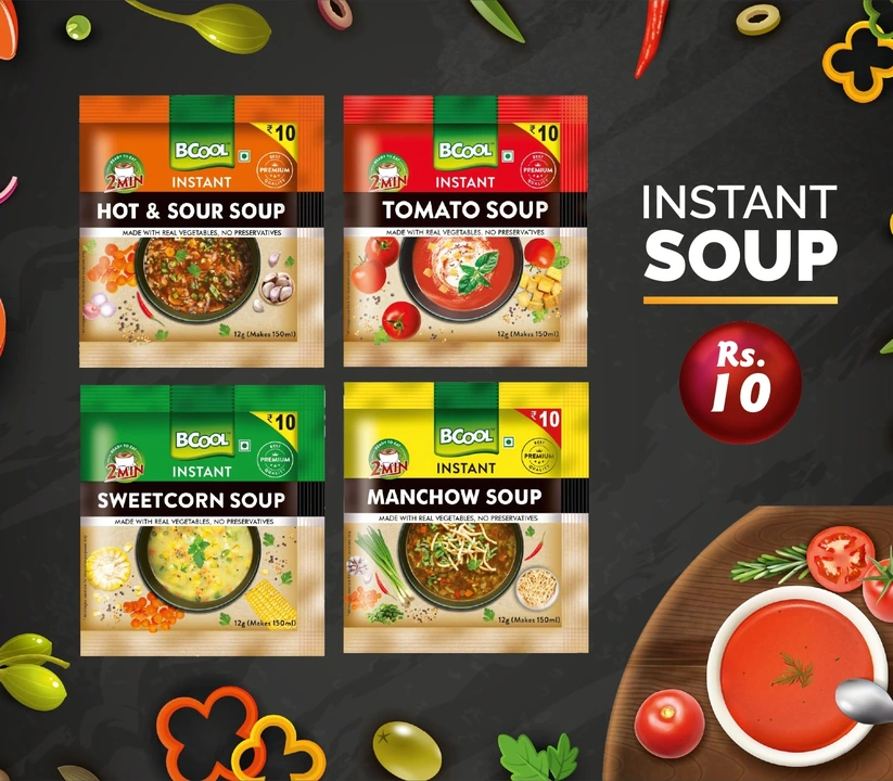 BCOOL Sweetcorn Soup Mix Sachet 12gm[Pack of 50] uploaded by Solidblack Foods Pvt Ltd on 9/5/2023