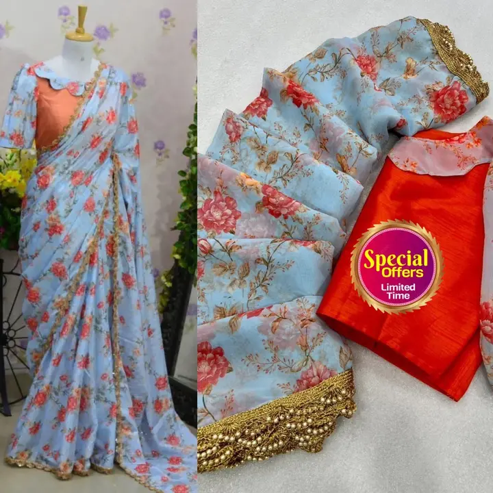 Georgette Saree with digital print  uploaded by business on 9/5/2023