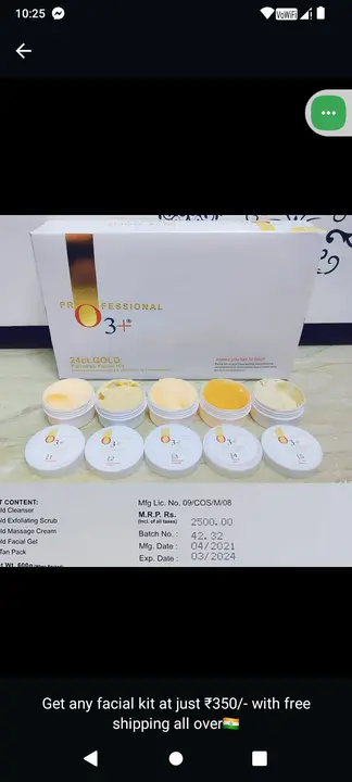 Post image A.Q.COSMETICS
O3+ facial kit 
Available in best quality
