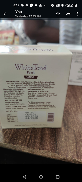 White tone MRP 65 uploaded by business on 9/6/2023