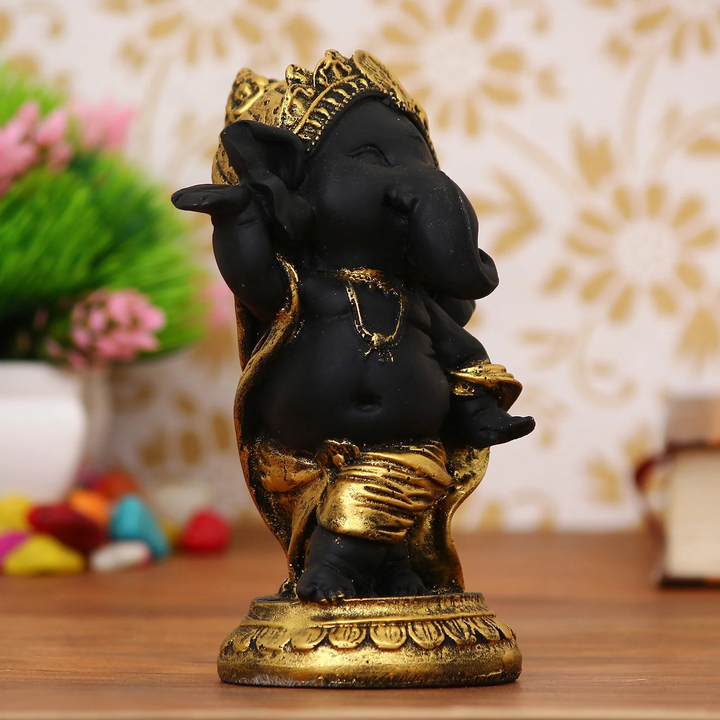 🙏🏻Golden And Black Lord Ganesha Idol In Dancing Avatar Decorative Showpiece  uploaded by Home decor on 9/6/2023