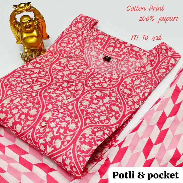 Cotton Jaipuri kurti pant set uploaded by ISHAAN TEXTILES on 9/6/2023