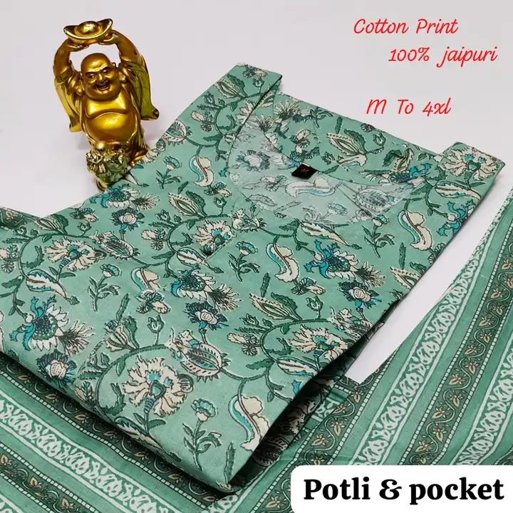 Cotton Jaipuri kurti pant set uploaded by ISHAAN TEXTILES on 9/6/2023