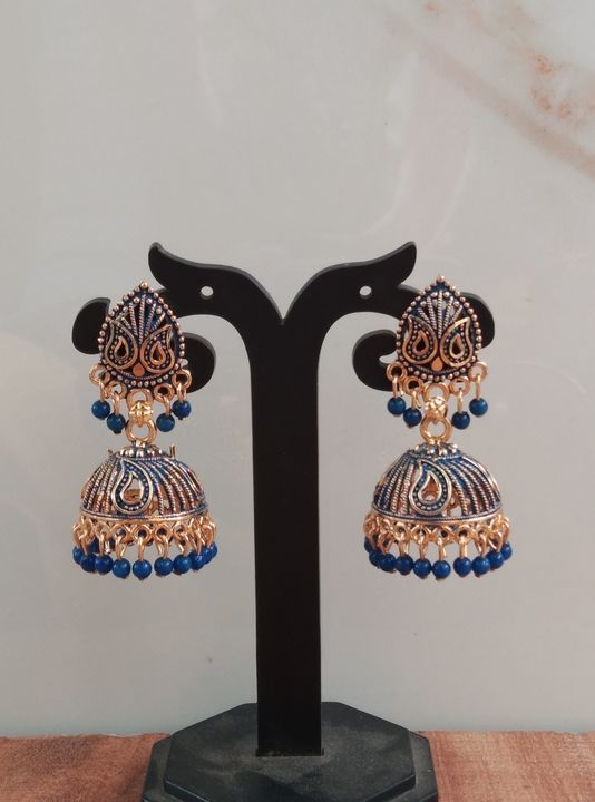 Earrings round jhumka blue  uploaded by business on 3/20/2021