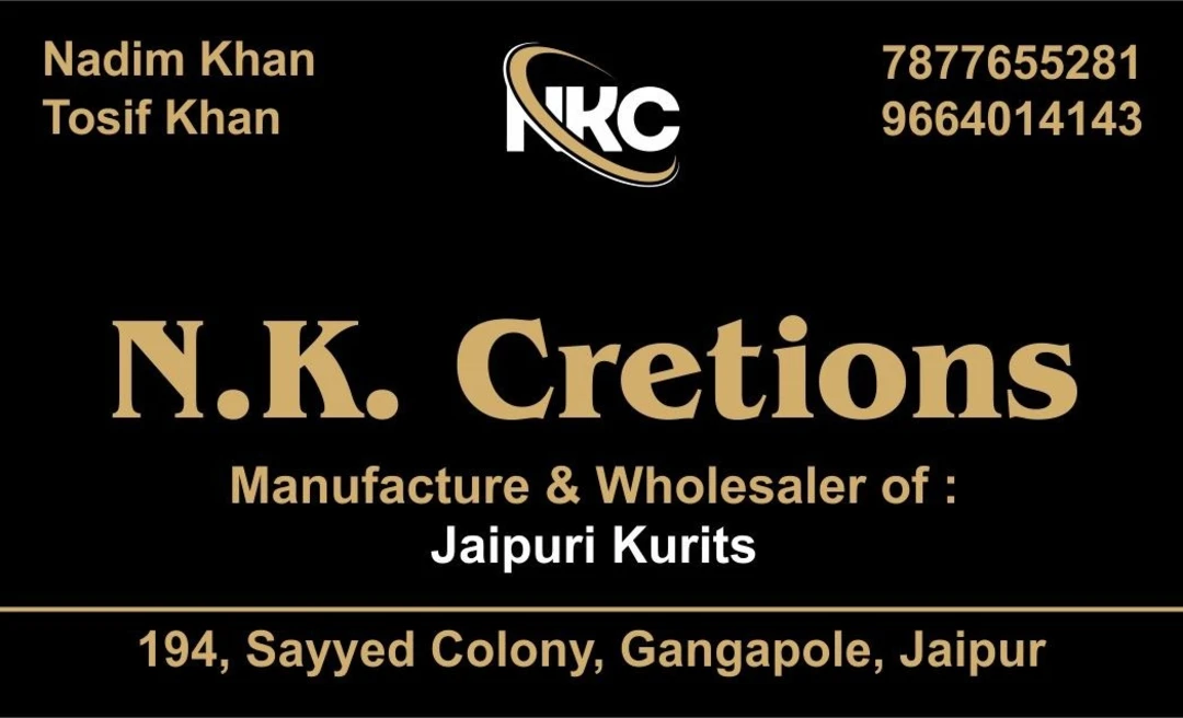 Visiting card store images of Jaipuri kurti 