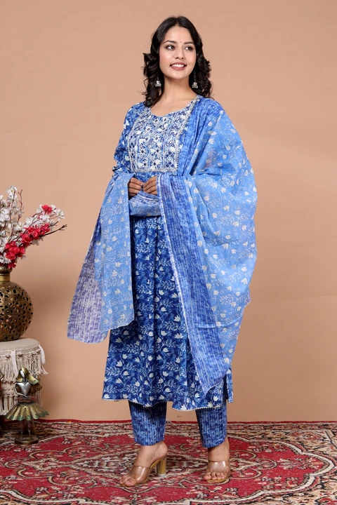 Printed kurti pant with dupatta set  uploaded by business on 9/6/2023
