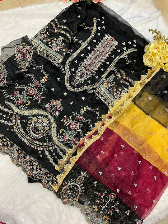 🌈 RAINBOW

FABRICS :- ORGENZA EMBROIDERY WITH KHATLI WORK 
WITH SANTOON INNER BOTTOM& EMBROIDERED  uploaded by Ayush fashion on 9/6/2023