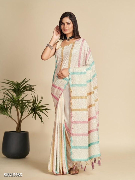 Beautiful chinon saree uploaded by business on 9/7/2023