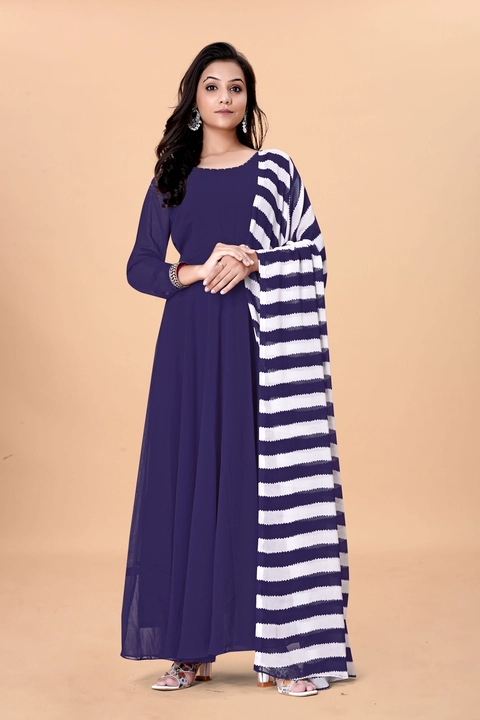 woman print dupatta gown uploaded by business on 9/7/2023
