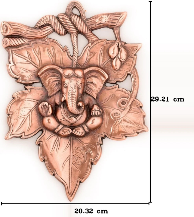 🥳Copper Metal Lord Ganesha on Leaf wall hanging
 uploaded by business on 9/7/2023