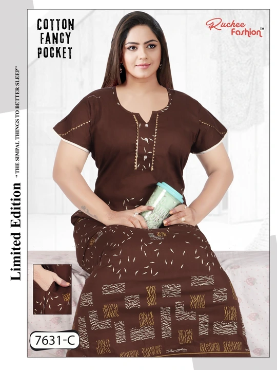 Fancy Pocket Ruchee Fashion Night Gowns uploaded by Kavya style plus on 9/7/2023