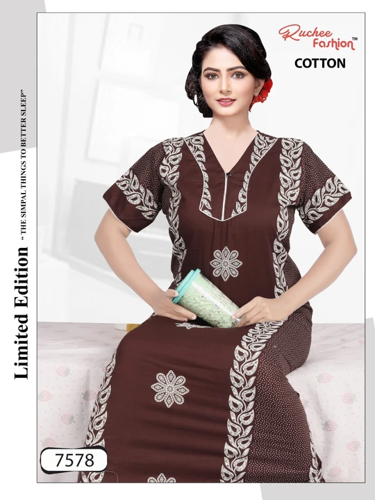 Cotton 0609 Ruchee Fashion Night Gowns uploaded by Kavya style plus on 9/7/2023