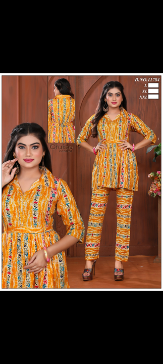 CO-ORD SET,FABRIC RIYON,SIZE XL TO 2XL,4 COLOURS EACH DESIGN. uploaded by business on 9/7/2023