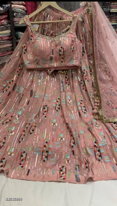 Bridal wear georgette embroidery sequence work lehenga with work dupatta  uploaded by business on 9/7/2023