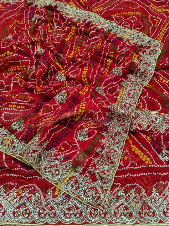 red bandhani saree uploaded by business on 9/7/2023