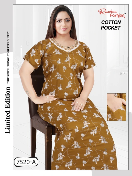 Cotton B Pocket Ruchee Fashion Night Gowns uploaded by Kavya style plus on 9/8/2023