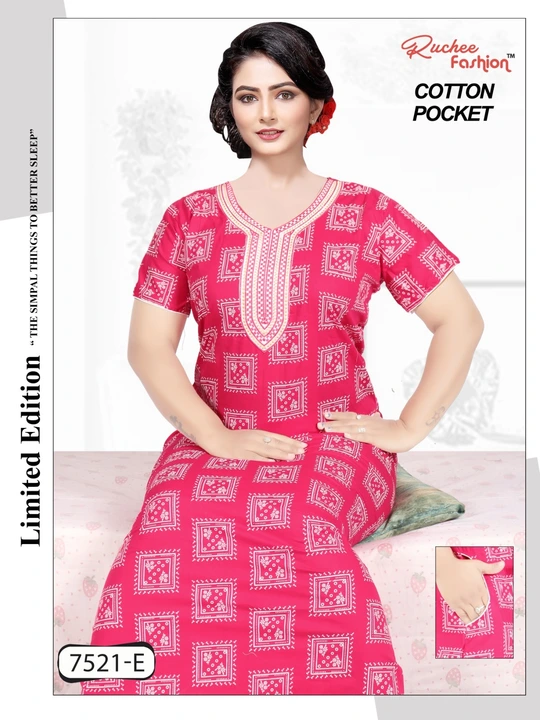 Cotton B Pocket Ruchee Fashion Night Gowns uploaded by Kavya style plus on 9/8/2023