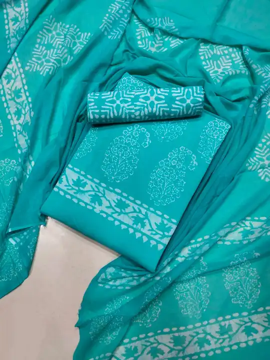 Wax Batik Hand Block Printed Unstitched Dress Material Suits Pure Cotton Suit With Cotton Dupatta  uploaded by UNIQUE COLLECTION on 9/8/2023