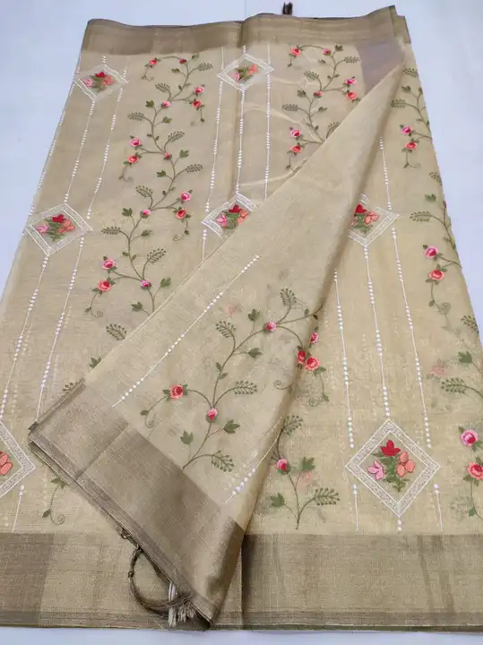 *Kota doriya tissu emroidary saree with running blouse*

 uploaded by business on 9/8/2023