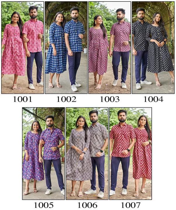 Post image *Blue hills presents*
*Trendy couple 2.0*
Same matching exclusive printed shirt and kurti pattern.

Shirt : Blended Cotton fabric
Size :M, L, Xl, XXL
(Size chart provided)

Ladies kurti : Blended Cotton Fabric 
Size :M (38”) ,L (40”), XL( 42”), XXL(44”)

Length : 45"

*Best Rate :*
Only men shirt : 650/-
Only Ladies kurti : 750/-

*Free Shipping*