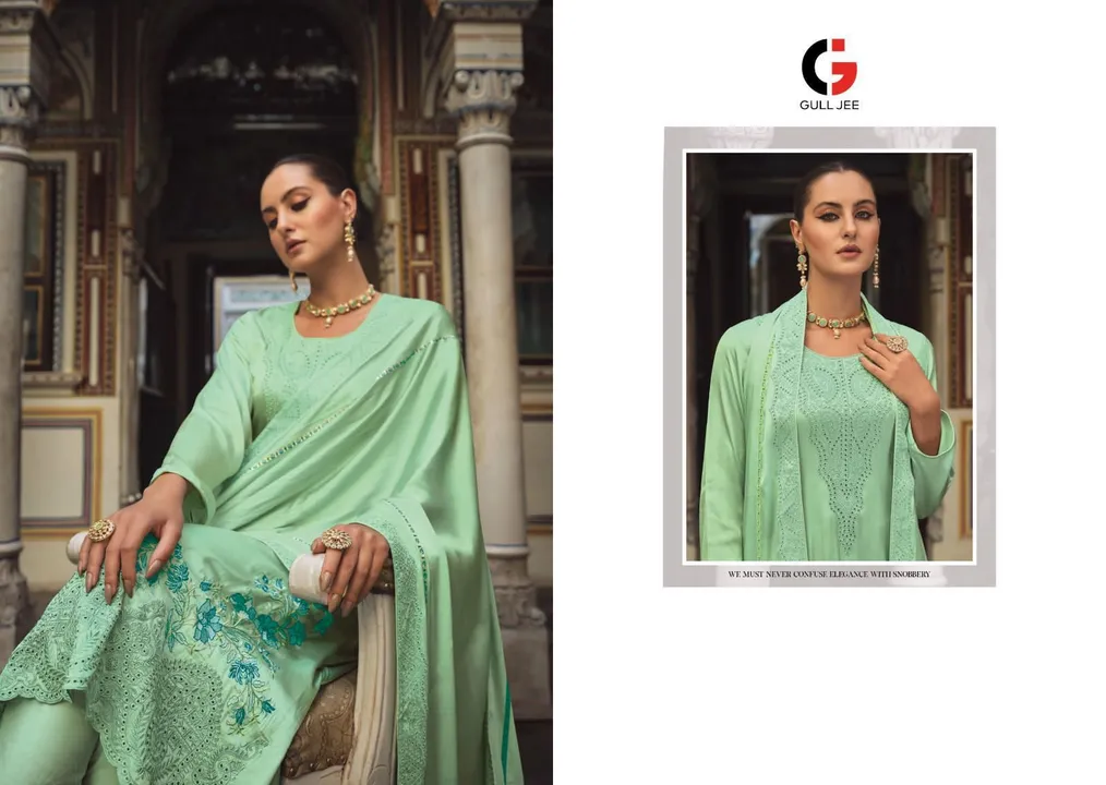 *GULL JEE presents our new catlouge RANIA  * 

Top -Viscose Muslin  with heavy embroidery

Bot- Visc uploaded by Ayush fashion on 9/8/2023