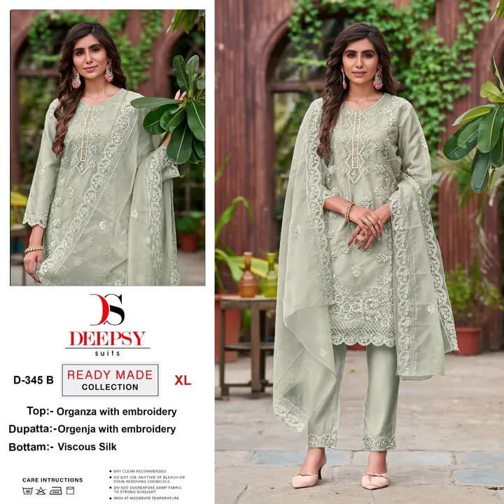 *Ready to wear collcetion by DEEPSY SUITS* 
D no.: D-345 ABCD 

Top -Pure orgnaza with embroidery  uploaded by business on 9/8/2023