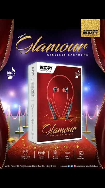 KDM NEW NECKBAND A2-GLAMOUR 18 HOURS BATTERY BACK-UP WITH 6 COLOURS MO:9173893648 uploaded by Supar marketing  on 9/8/2023