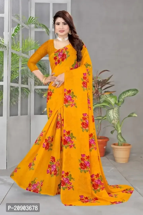 Renial georjet floral print saree  uploaded by business on 9/8/2023