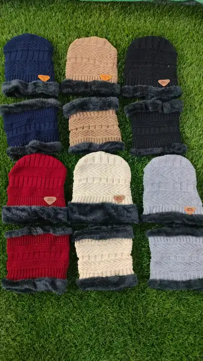 Woolen cap Sardi ki topi winter cap pum mans cap muflar  uploaded by Ns fashion knitwear on 9/8/2023