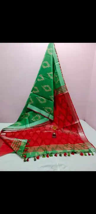 Pure cotton ikkat saree meter 5.5 blue 1  uploaded by Weavers gallery on 9/8/2023