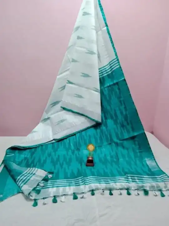 Pure cotton ikkat saree meter 5.5 blue 1  uploaded by Weavers gallery on 9/8/2023