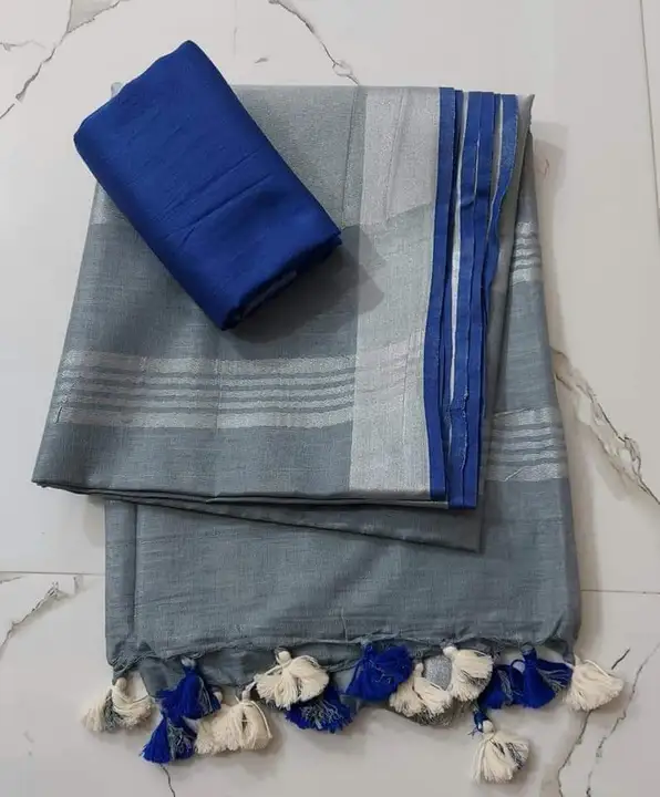 Linen saree uploaded by business on 9/8/2023
