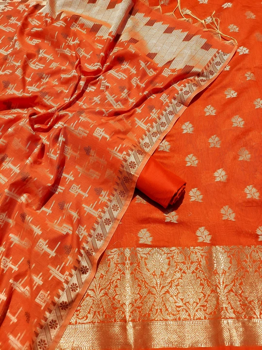 banarasi silk 3 pcs suit uploaded by shaeen fabrics on 9/9/2023