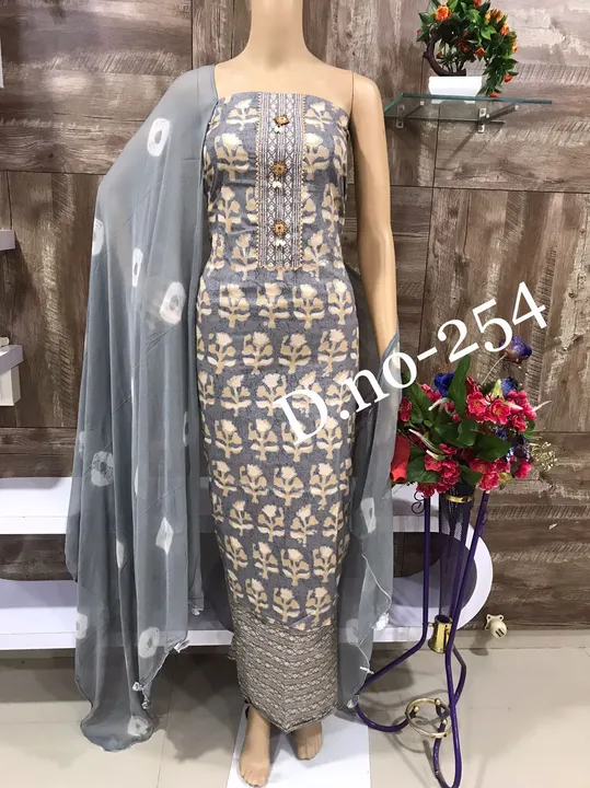 Chiffon dupatta with cotton suit  uploaded by Heena fashion house on 9/9/2023