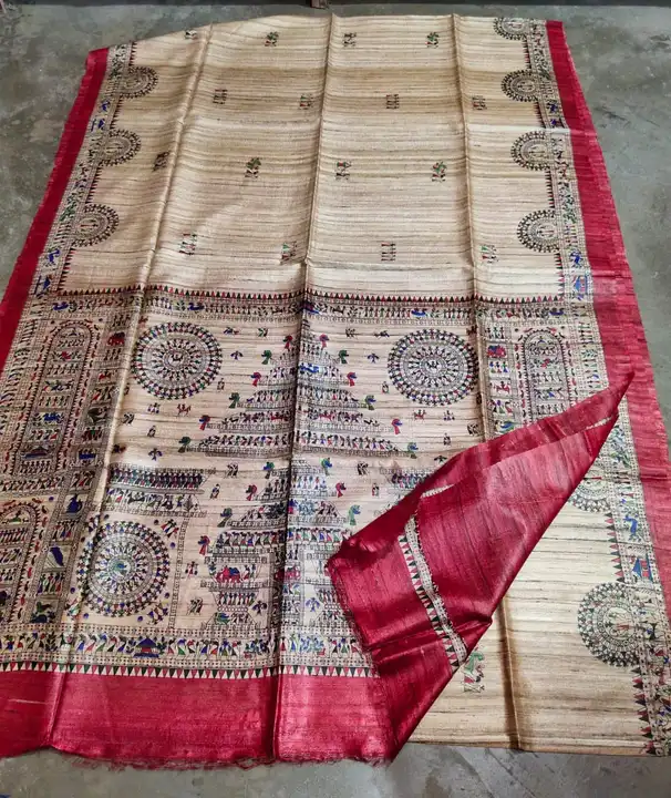Tusser silk printed saree uploaded by business on 9/9/2023