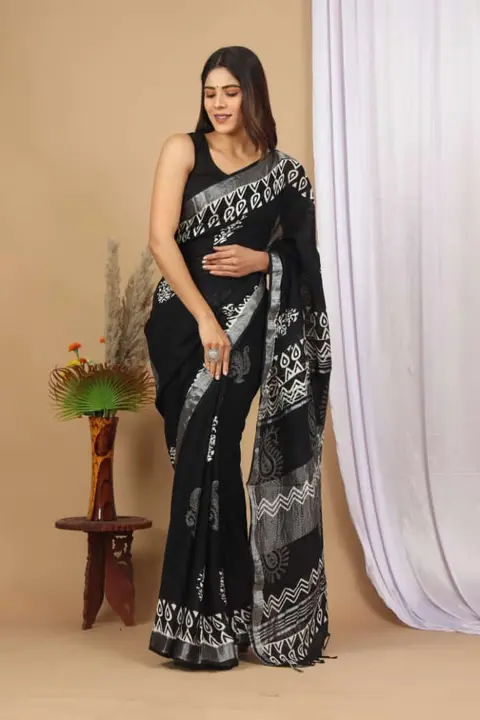 linen printed saree uploaded by business on 9/9/2023