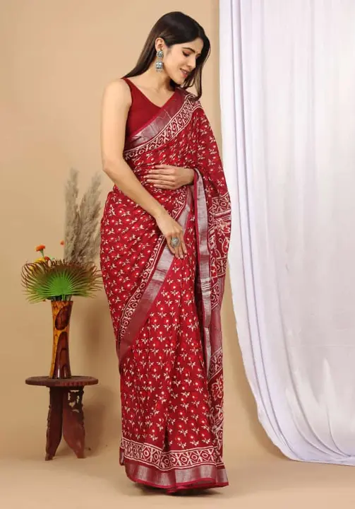 linen printed saree uploaded by Virasat kala chanderi on 9/9/2023