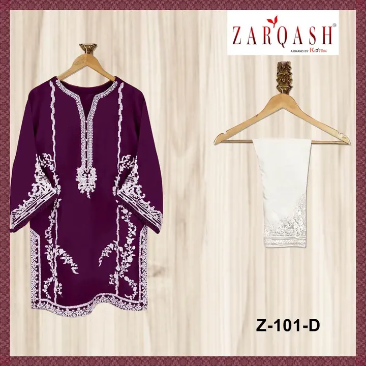 *ZARQASH READYMADE Collection*

*D.no :- 101*

*Top* :-  Fox georget wth santoon inner 

 *Bottom* : uploaded by Ayush fashion on 9/9/2023