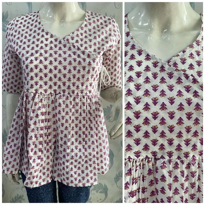 Cotton printed Jaipuri hand block printed tops uploaded by business on 9/9/2023