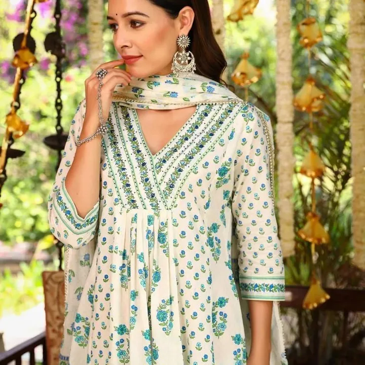 BEAUTIFUL A LINE COTTON SUIT WITH PENT AND DUPATTA  uploaded by PANIHARI COLLECTION CENTRE on 9/9/2023