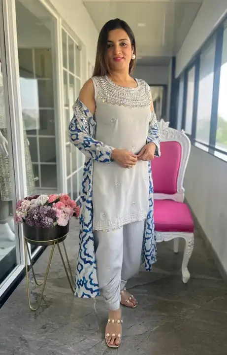  Reyon shrug with embroidered Kurti And Dhoti pant  uploaded by PANIHARI COLLECTION CENTRE on 9/9/2023