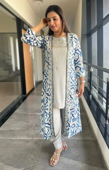  Reyon shrug with embroidered Kurti And Dhoti pant  uploaded by business on 9/9/2023