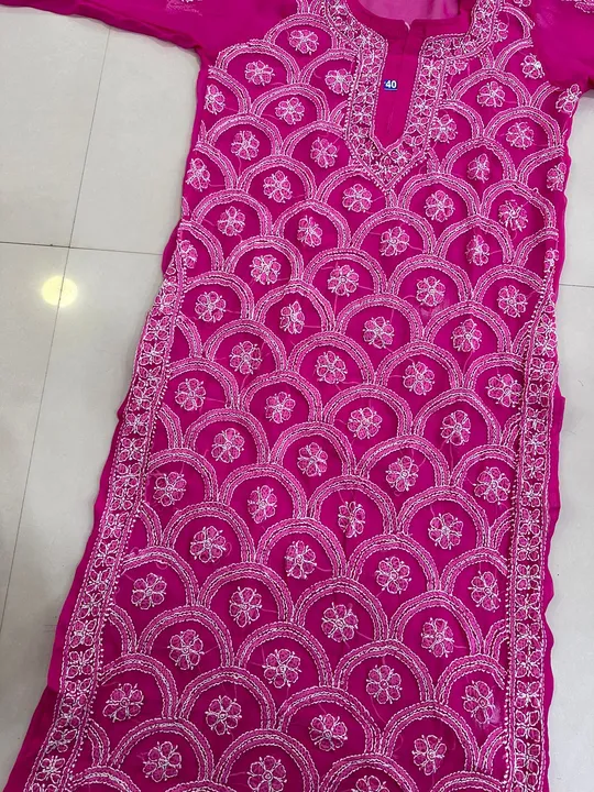 Georgette Front Jaal Kurti With Fine Hand Work  uploaded by Lucknowi_Nizami_Fashion on 9/9/2023