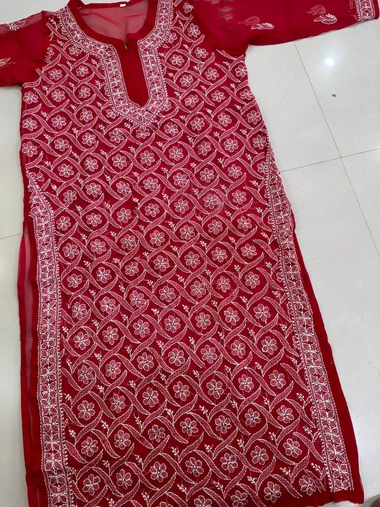 Georgette Front Jaal Kurti With Fine Hand Work  uploaded by Lucknowi_Nizami_Fashion on 9/9/2023