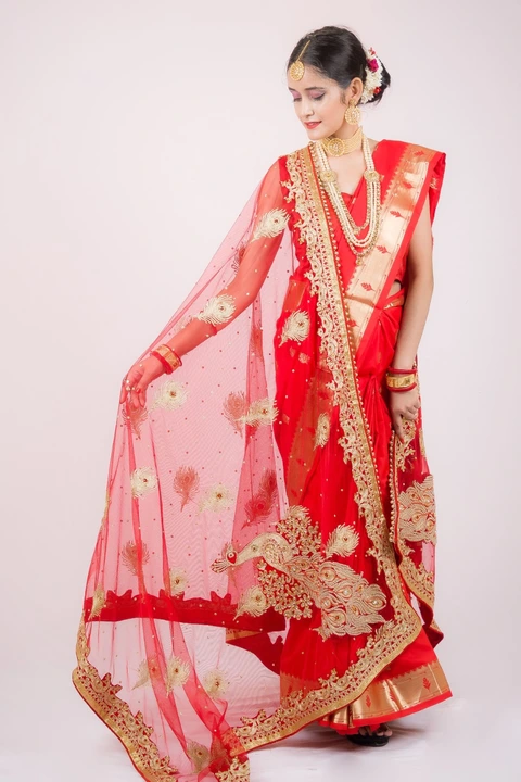 Heavy Wedding Bridal Red Dupatta For Part, Marriage and Festive uploaded by business on 9/9/2023