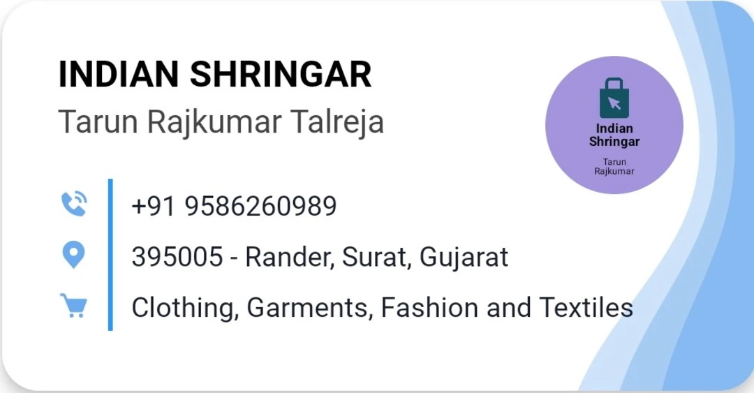 Visiting card store images of INDIAN SHRINGAR